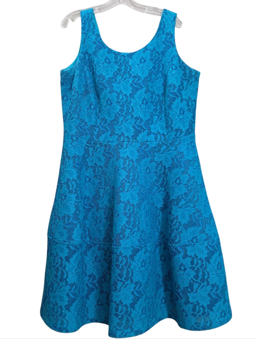 Nwot Calvin Klein Turquoise Lace Mesh Sleeveless Fit & Flare Knee Length Dress - Picture 16 of 16